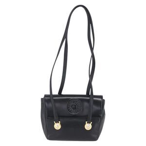 Versace Vintage Leather Black Leather Shoulder Bag Bag